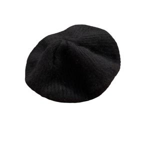 Lord & Taylor Beret Womens Hat Lambswool Angora Stretch Black One Size